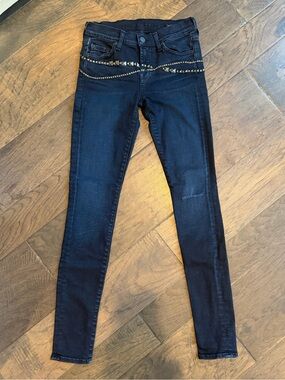 7 For All Mankind Gwenevere Skinny Jeans with Gold Stud Detail